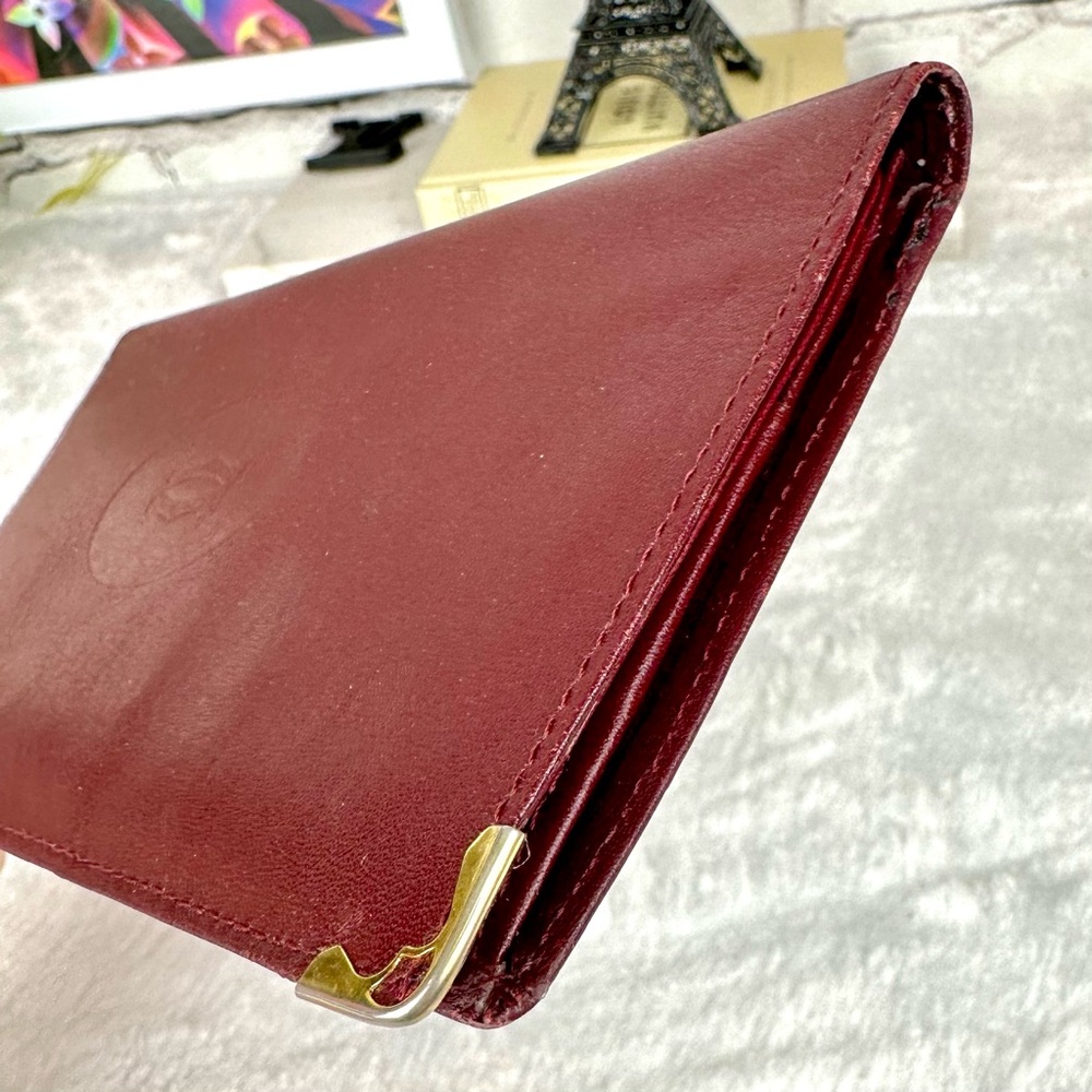 Cartier maroon leather long wallet VINTAGE - Picture 6 of 16